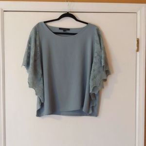 Blue Top with Lace Sleeves NWOT